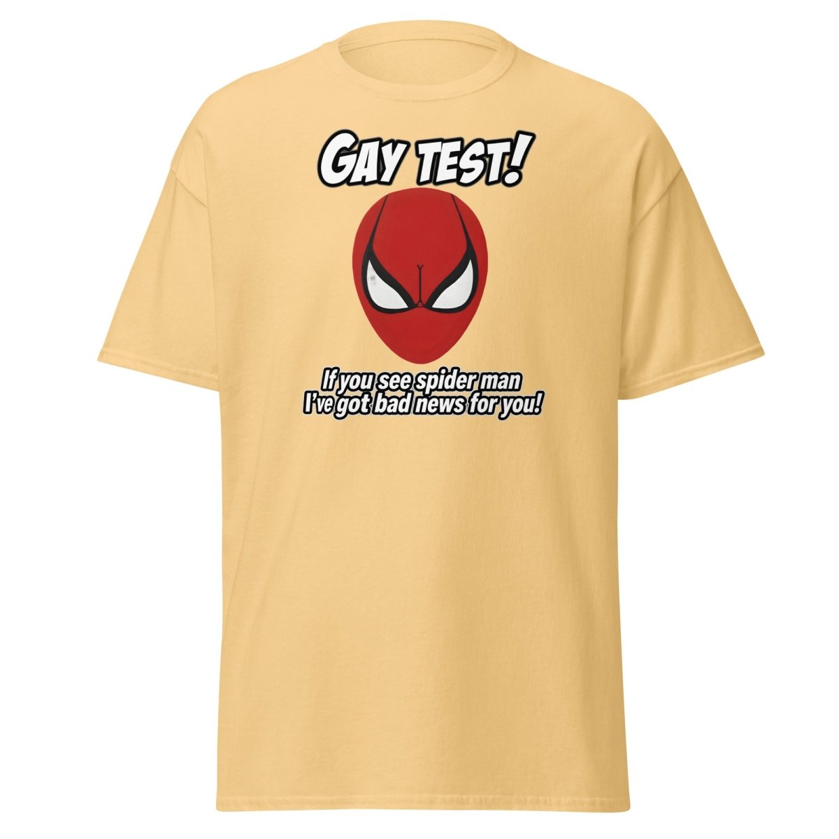 Gay Test Spider - Man T-Shirt – Funny Meme Tee - Yellow Haze - TeeRipple