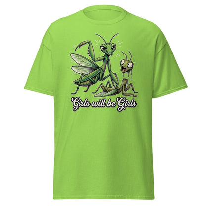 Girls Will Be Girls Praying Mantis T-Shirt - Lime - TeeRipple