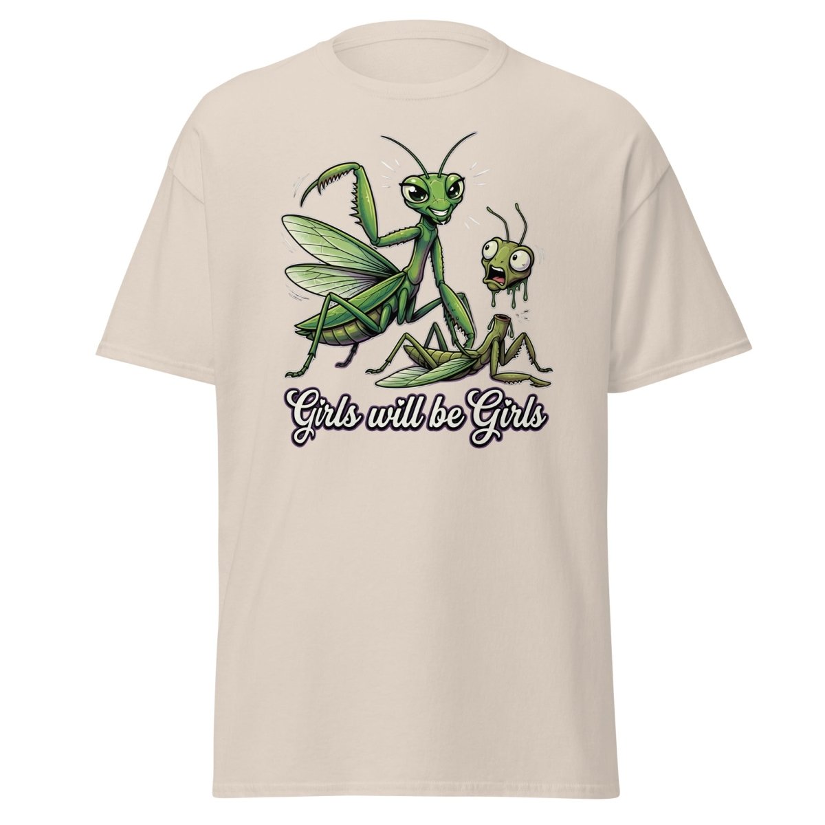 Girls Will Be Girls Praying Mantis T-Shirt - Natural - TeeRipple
