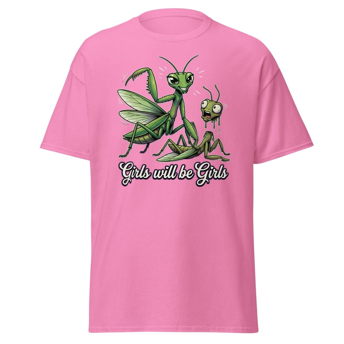 Girls Will Be Girls Praying Mantis T-Shirt - Azalea - TeeRipple