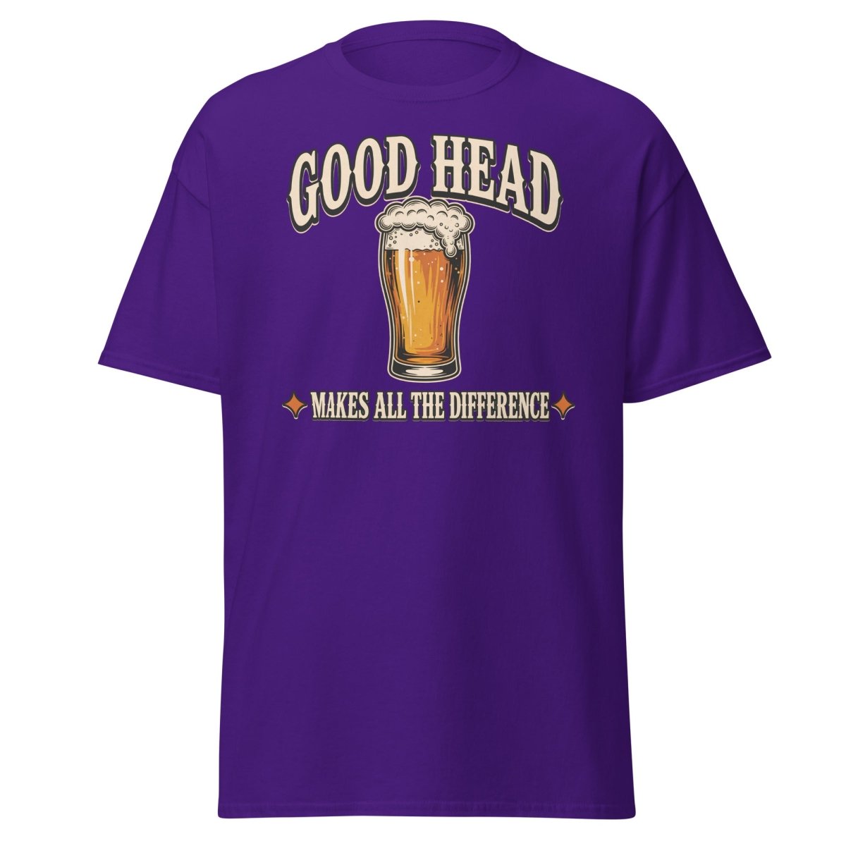 Good Head Makes All The Difference Beer Tee - Purple - TeeRipple