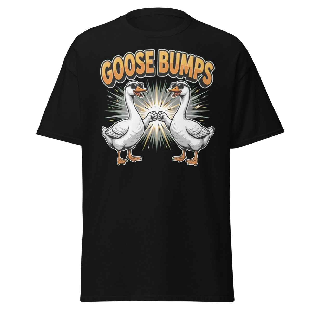 Goose Bumps Funny Goose T-Shirt | Cool Pun Fist Bump Tee - Black - TeeRipple