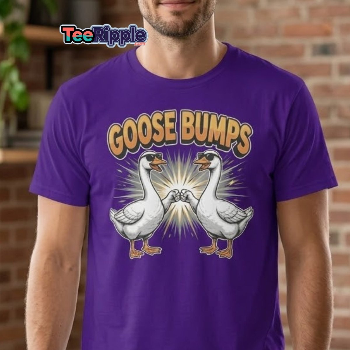 Goose Bumps Funny Goose T-Shirt | Cool Pun Fist Bump Tee - Maroon - TeeRipple