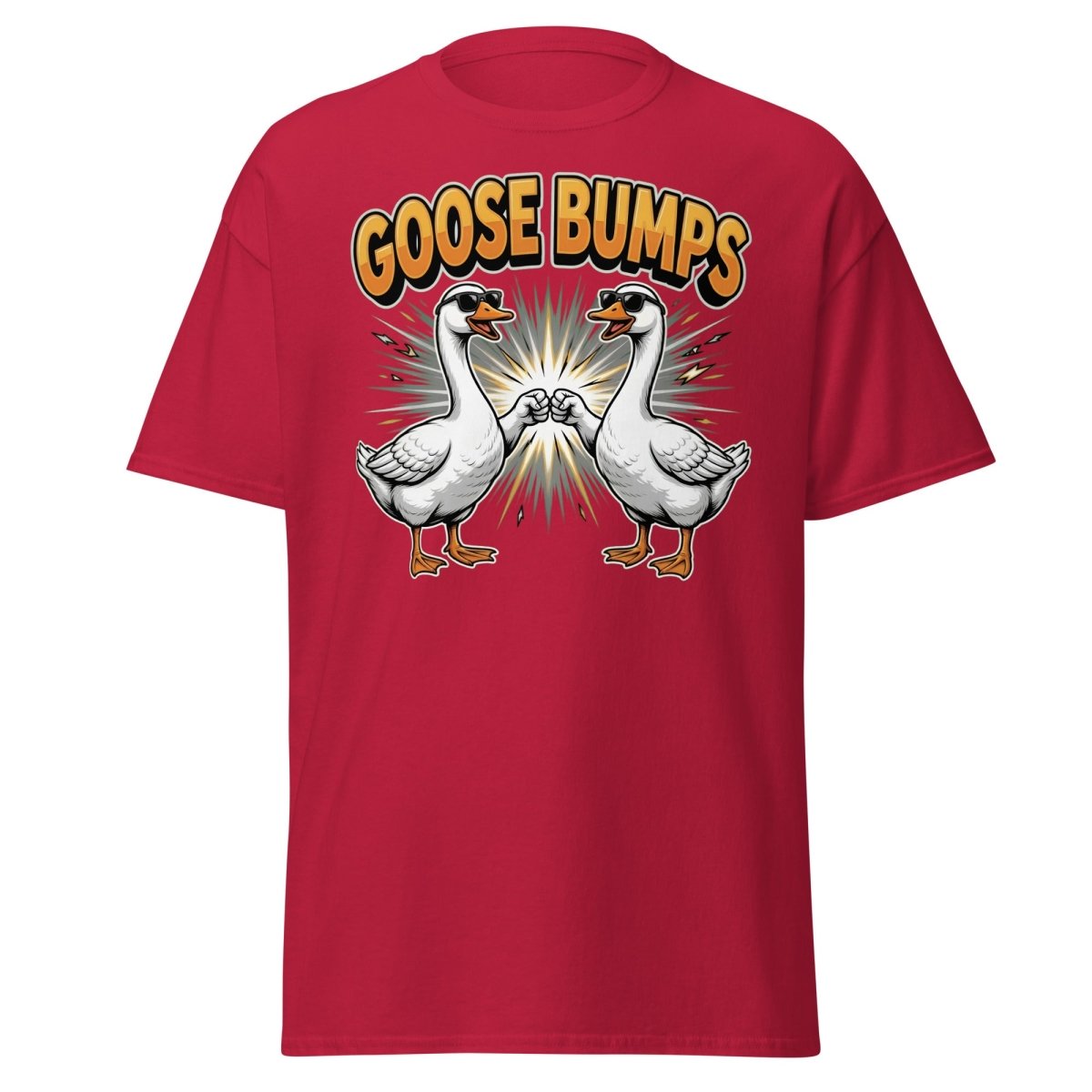 Goose Bumps Funny Goose T-Shirt | Cool Pun Fist Bump Tee - Cardinal - TeeRipple