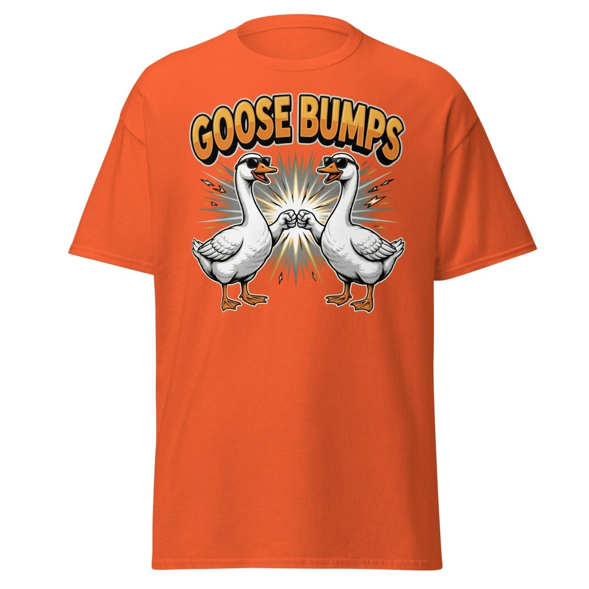 Goose Bumps Funny Goose T-Shirt | Cool Pun Fist Bump Tee - Orange - TeeRipple