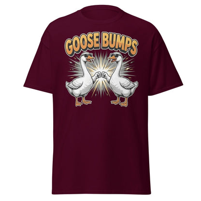 Goose Bumps Funny Goose T-Shirt | Cool Pun Fist Bump Tee - Maroon - TeeRipple