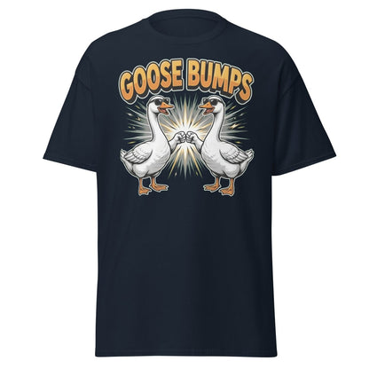 Goose Bumps Funny Goose T-Shirt | Cool Pun Fist Bump Tee - Navy - TeeRipple