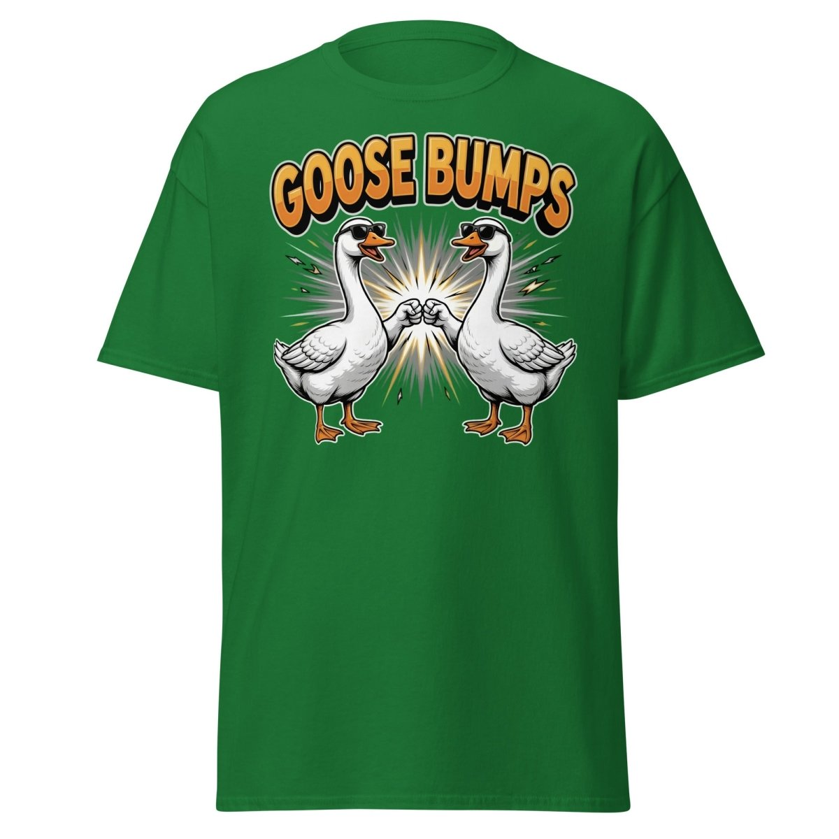 Goose Bumps Funny Goose T-Shirt | Cool Pun Fist Bump Tee - Turf Green - TeeRipple