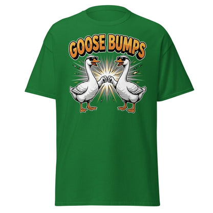 Goose Bumps Funny Goose T-Shirt | Cool Pun Fist Bump Tee - Turf Green - TeeRipple