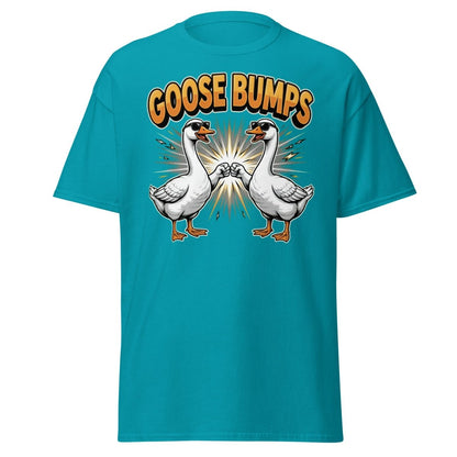 Goose Bumps Funny Goose T-Shirt | Cool Pun Fist Bump Tee - Tropical Blue - TeeRipple