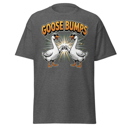 Goose Bumps Funny Goose T-Shirt | Cool Pun Fist Bump Tee - Dark Heather - TeeRipple