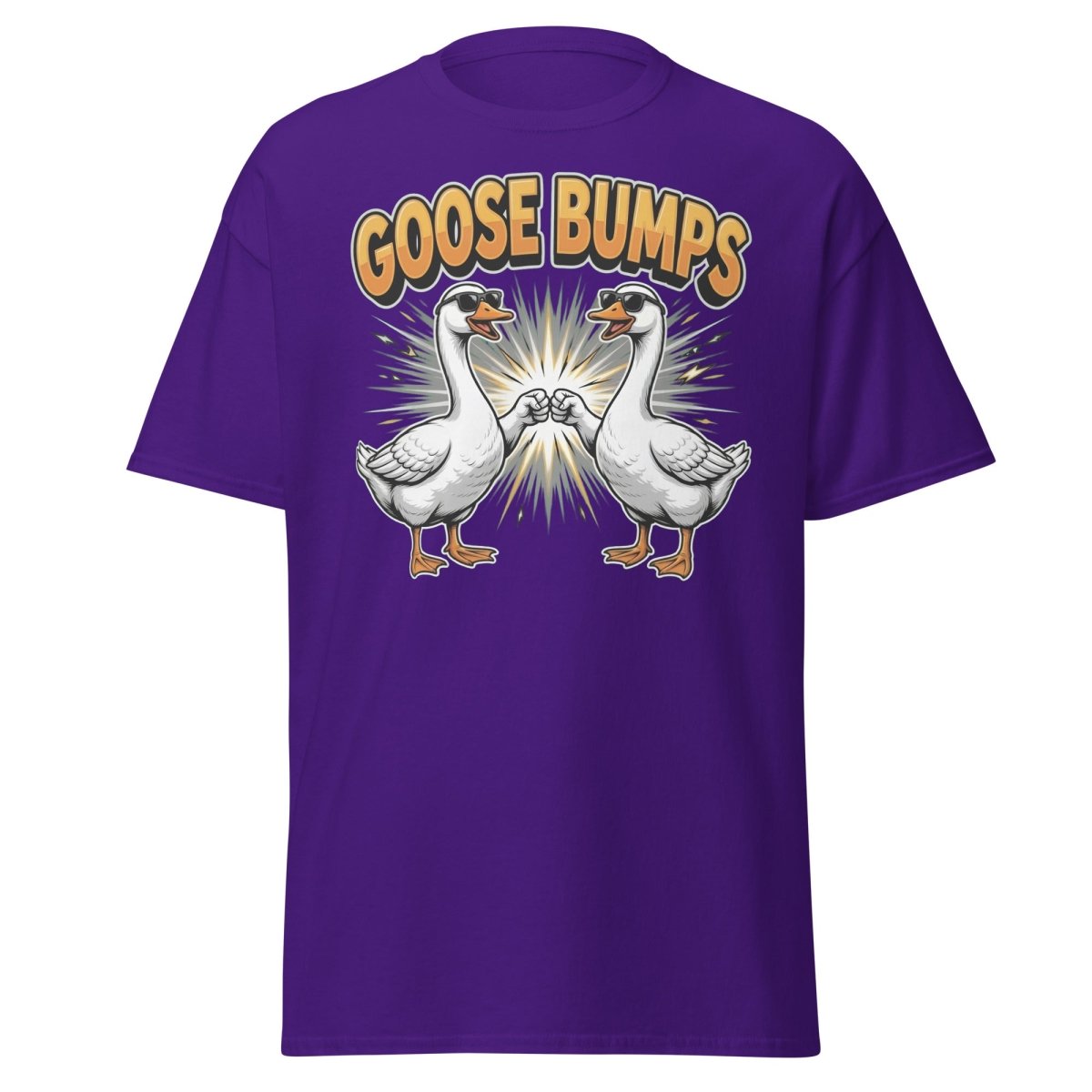 Goose Bumps Funny Goose T-Shirt | Cool Pun Fist Bump Tee - Purple - TeeRipple