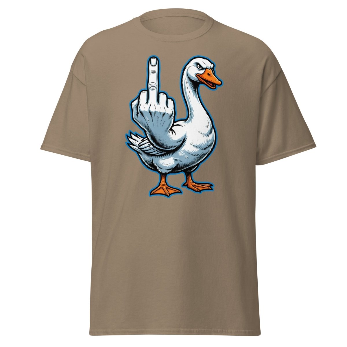 Goose Flipping the Bird T-Shirt - Funny Middle Finger Tee - Brown Savana - TeeRipple