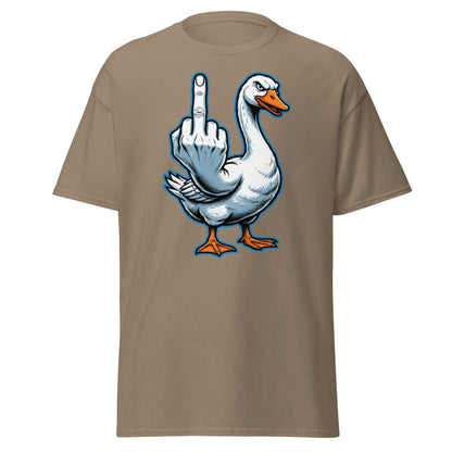 Goose Flipping the Bird T-Shirt - Funny Middle Finger Tee - Brown Savana - TeeRipple