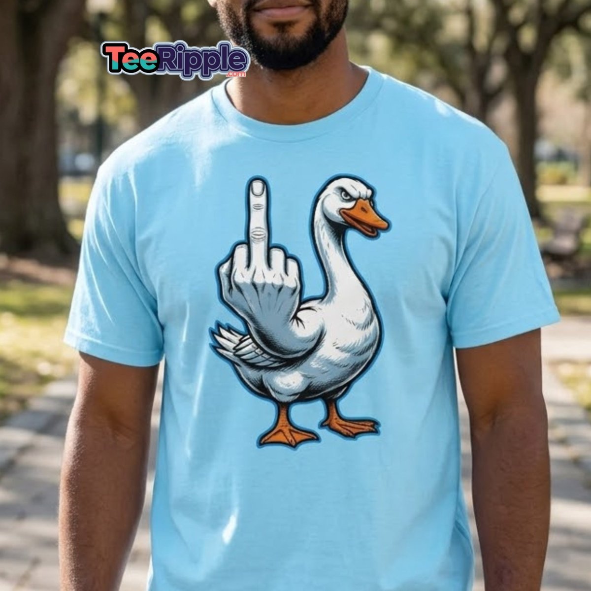 Goose Flipping the Bird T-Shirt - Funny Middle Finger Tee - Maroon - TeeRipple
