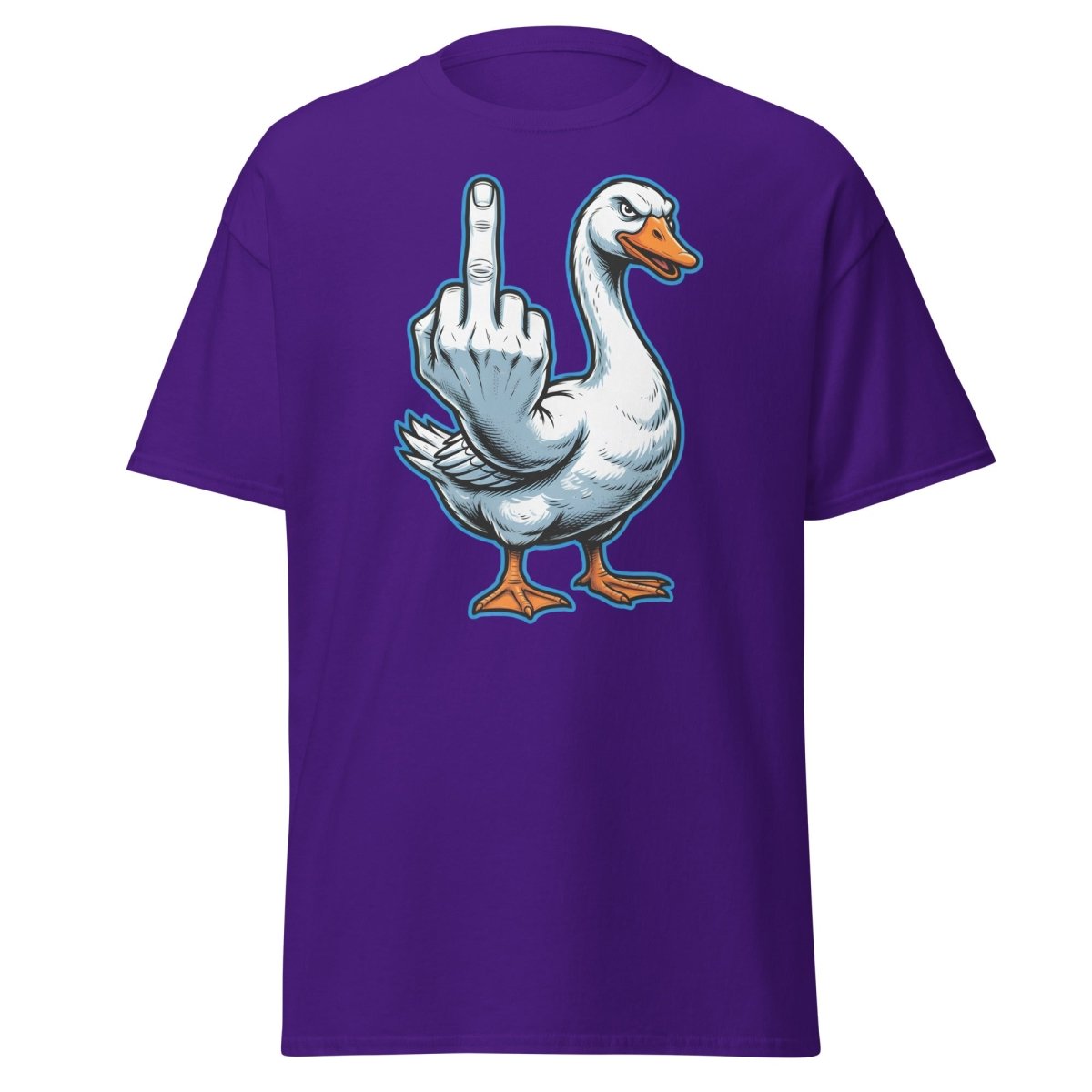 Goose Flipping the Bird T-Shirt - Funny Middle Finger Tee - Purple - TeeRipple