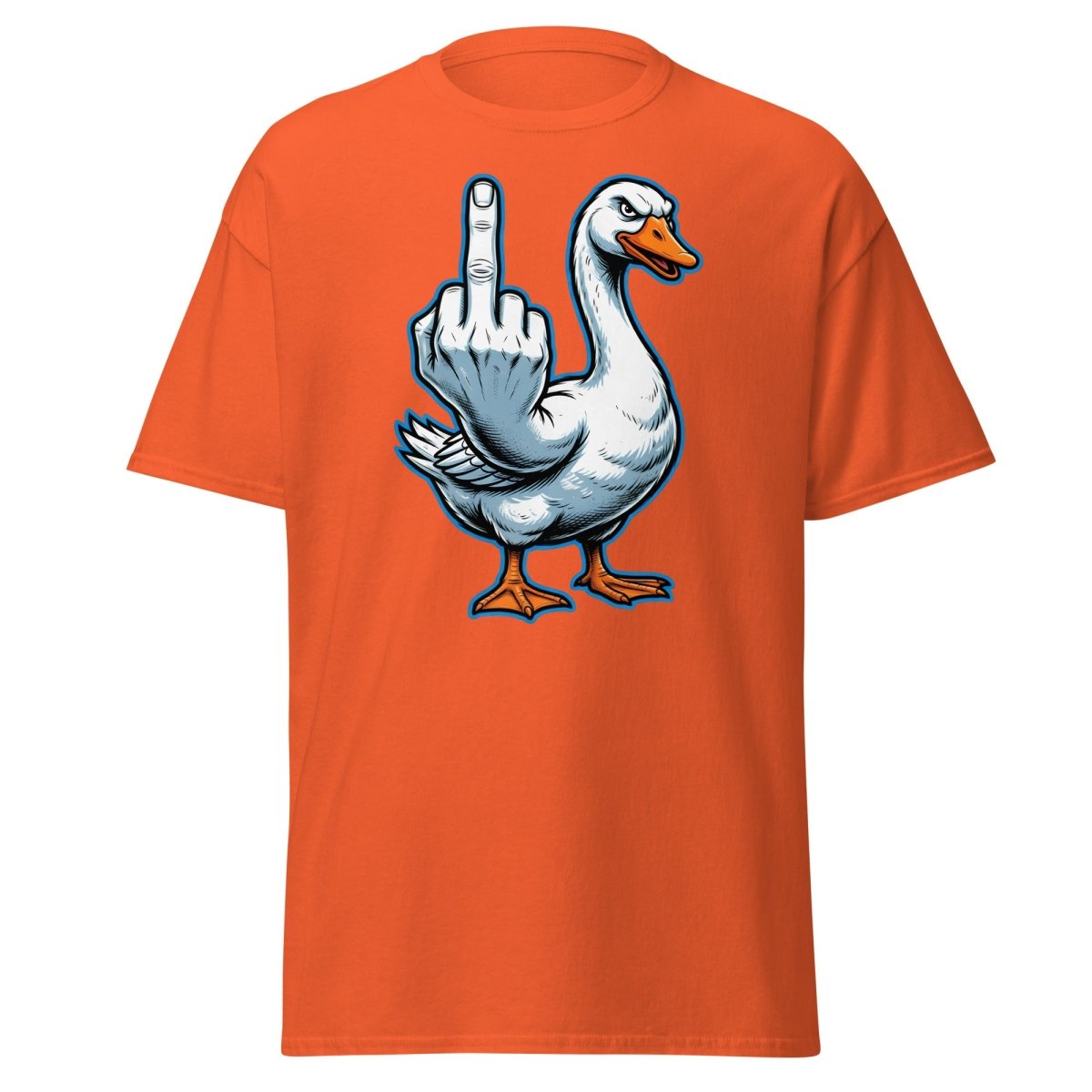 Goose Flipping the Bird T-Shirt - Funny Middle Finger Tee - Orange - TeeRipple