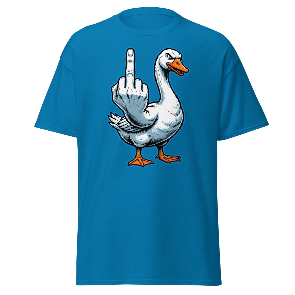 Goose Flipping the Bird T-Shirt - Funny Middle Finger Tee - Sapphire - TeeRipple