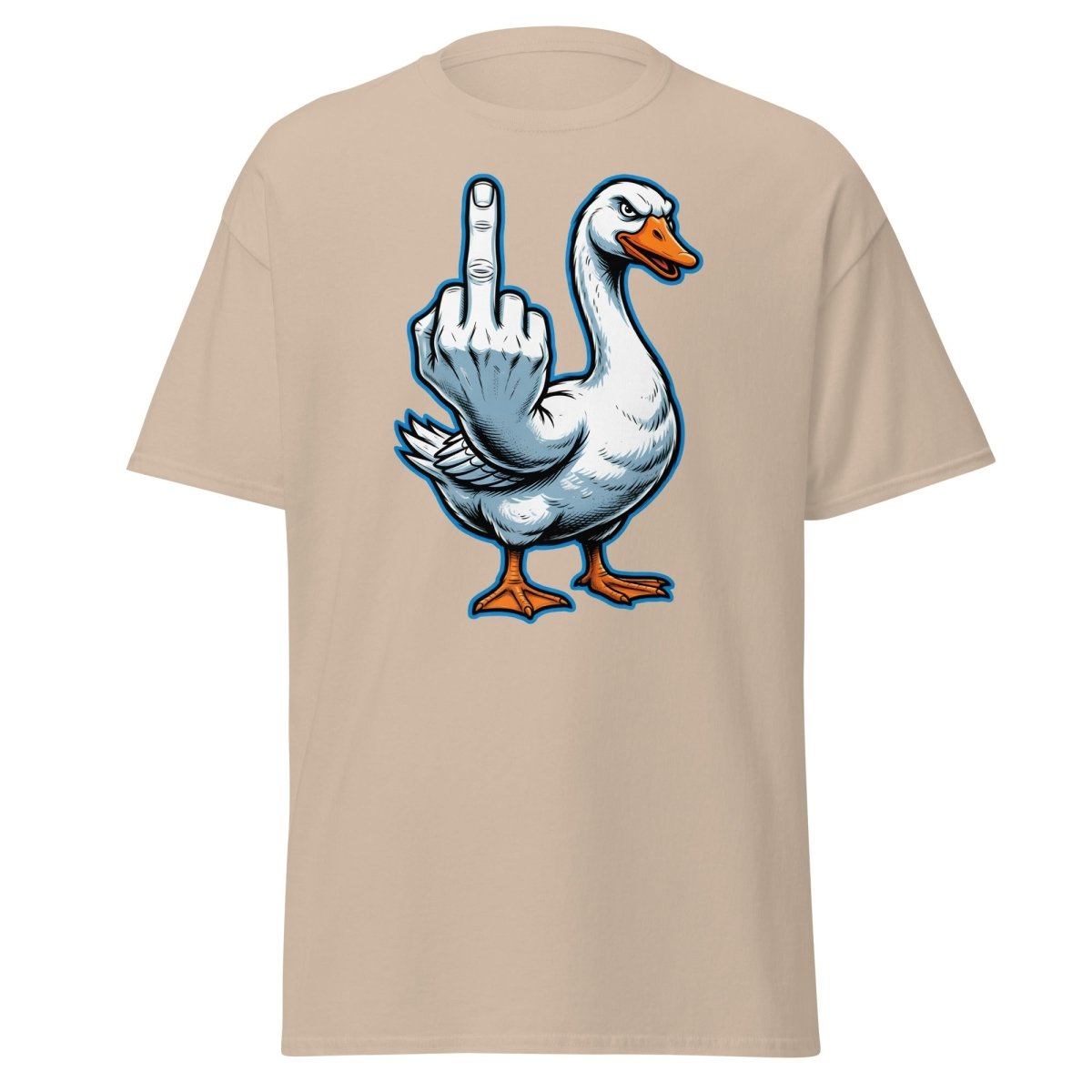 Goose Flipping the Bird T-Shirt - Funny Middle Finger Tee - Sand - TeeRipple