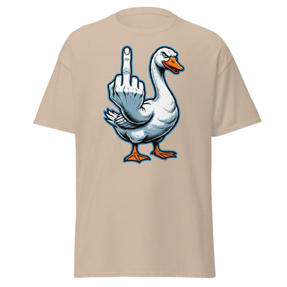 Goose Flipping the Bird T-Shirt - Funny Middle Finger Tee - Sand - TeeRipple