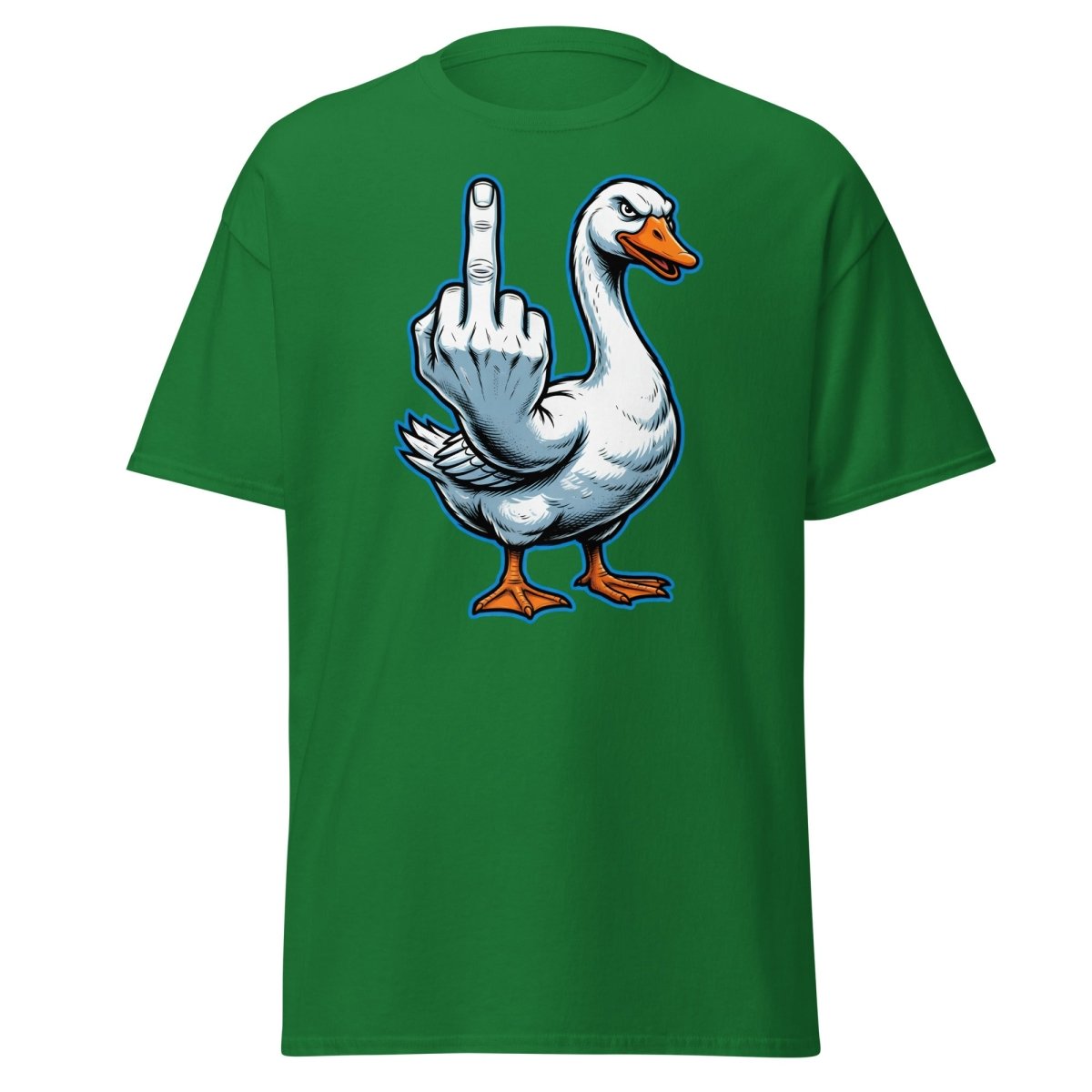 Goose Flipping the Bird T-Shirt - Funny Middle Finger Tee - Turf Green - TeeRipple