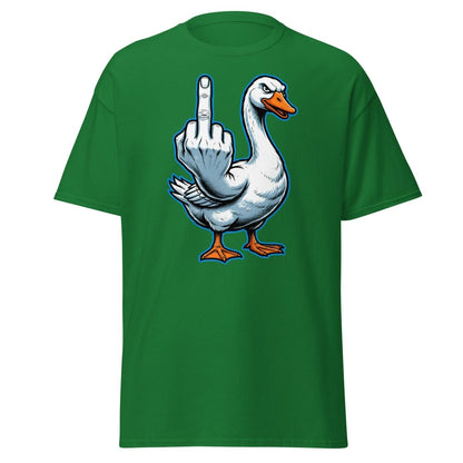 Goose Flipping the Bird T-Shirt - Funny Middle Finger Tee - Turf Green - TeeRipple