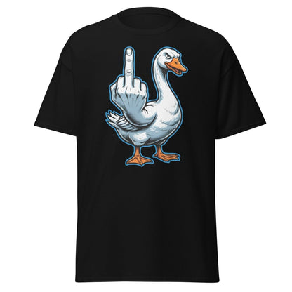 Goose Flipping the Bird T-Shirt - Funny Middle Finger Tee - Black - TeeRipple