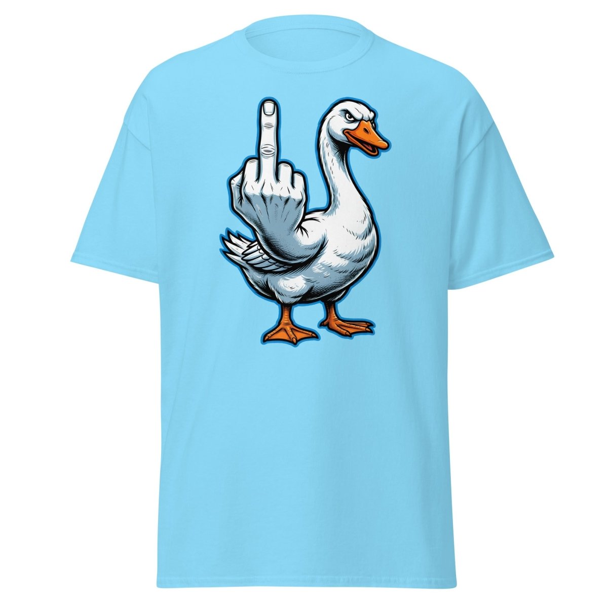 Goose Flipping the Bird T-Shirt - Funny Middle Finger Tee - Sky - TeeRipple
