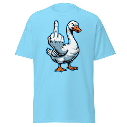 Goose Flipping the Bird T-Shirt - Funny Middle Finger Tee - Sky - TeeRipple