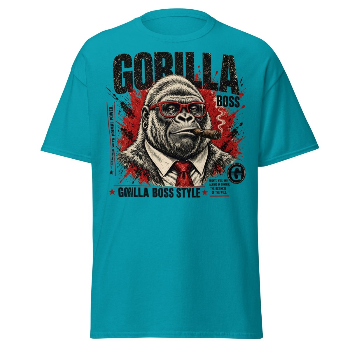 Gorilla Boss Style T-Shirt | Funny Comic Graphic Tee - Tropical Blue - TeeRipple