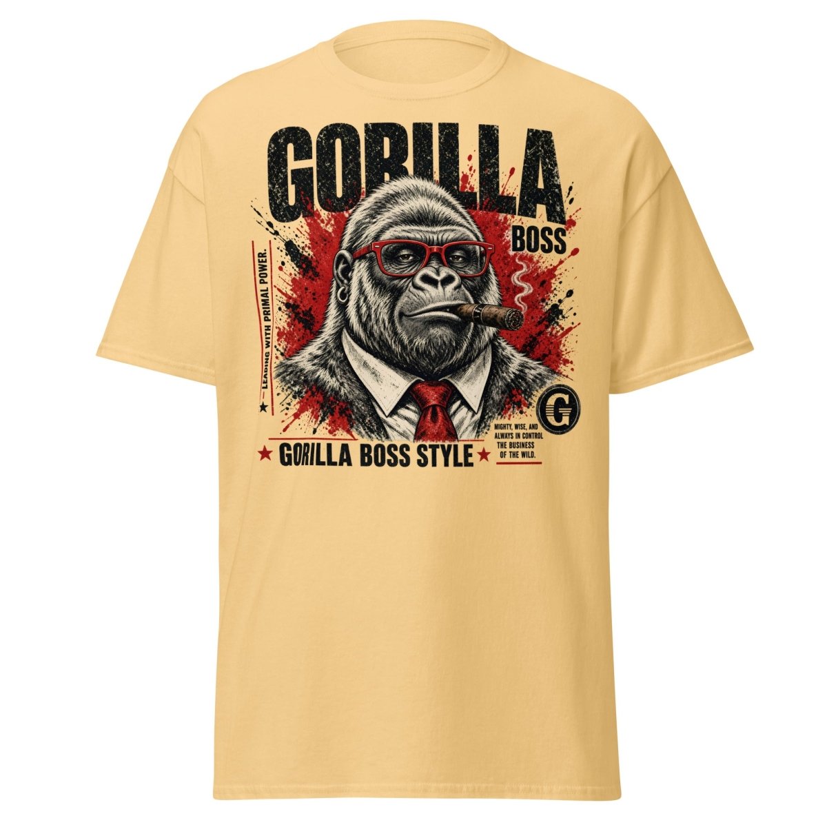 Gorilla Boss Style T-Shirt | Funny Comic Graphic Tee - Yellow Haze - TeeRipple