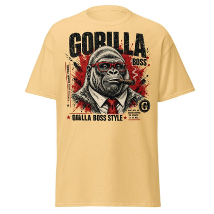 Gorilla Boss Style T-Shirt | Funny Comic Graphic Tee - Yellow Haze - TeeRipple