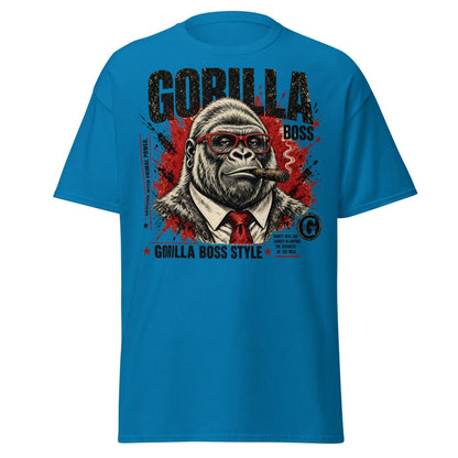 Gorilla Boss Style T-Shirt | Funny Comic Graphic Tee - Sapphire - TeeRipple