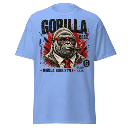 Gorilla Boss Style T-Shirt | Funny Comic Graphic Tee - Carolina Blue - TeeRipple