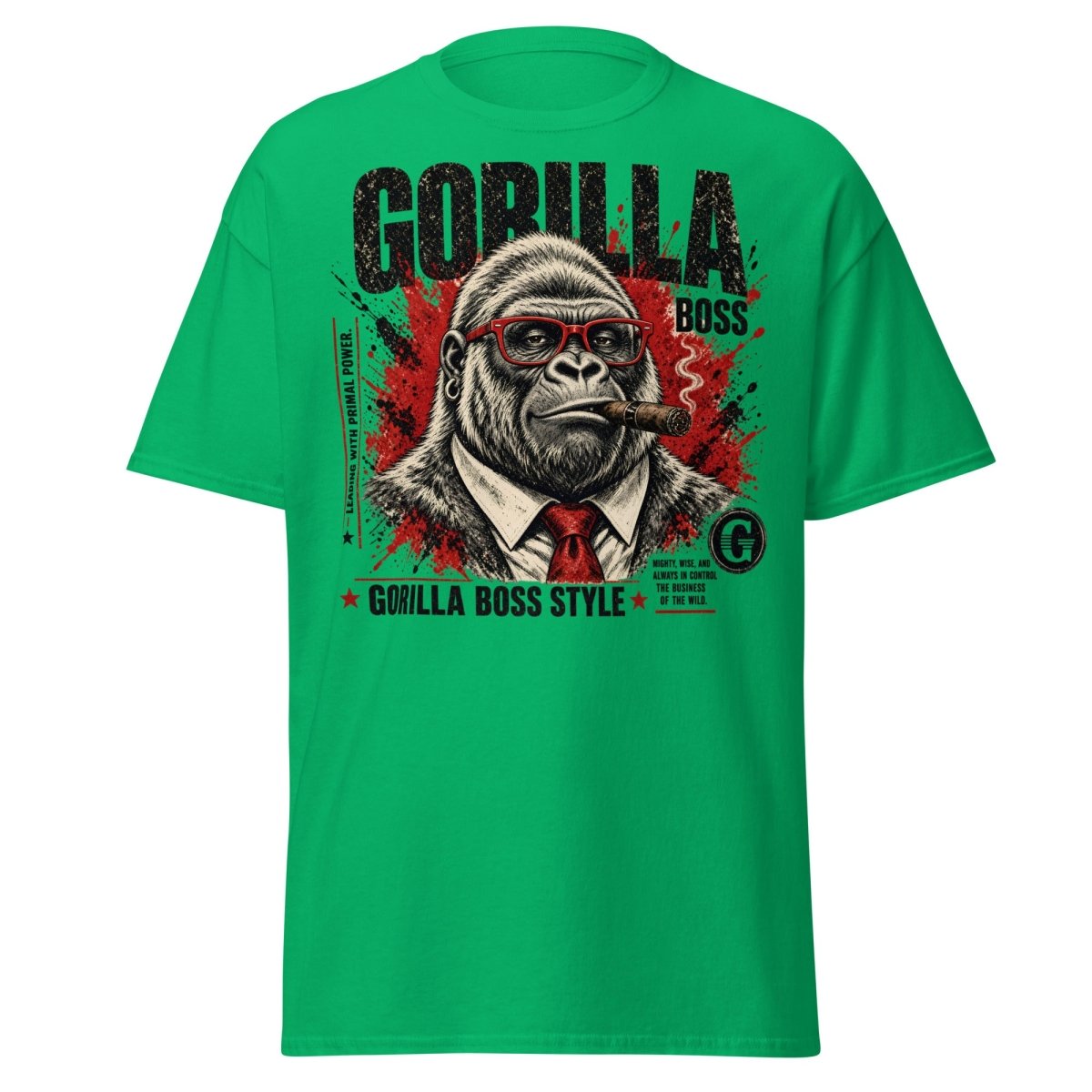 Gorilla Boss Style T-Shirt | Funny Comic Graphic Tee - Irish Green - TeeRipple