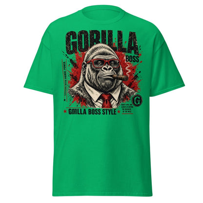 Gorilla Boss Style T-Shirt | Funny Comic Graphic Tee - Irish Green - TeeRipple