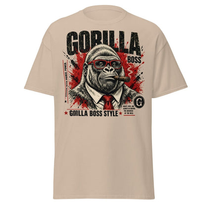 Gorilla Boss Style T-Shirt | Funny Comic Graphic Tee - Sand - TeeRipple