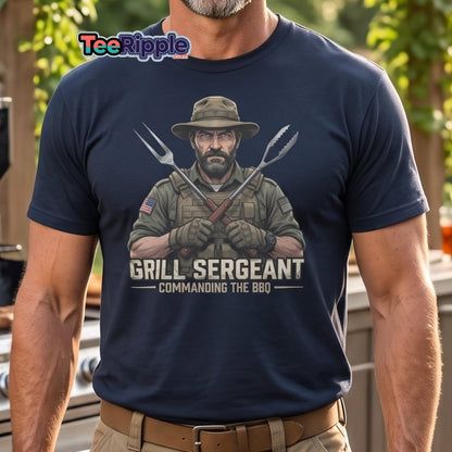 Grill Sergeant T-Shirt – Funny BBQ Military Tee - Maroon - TeeRipple