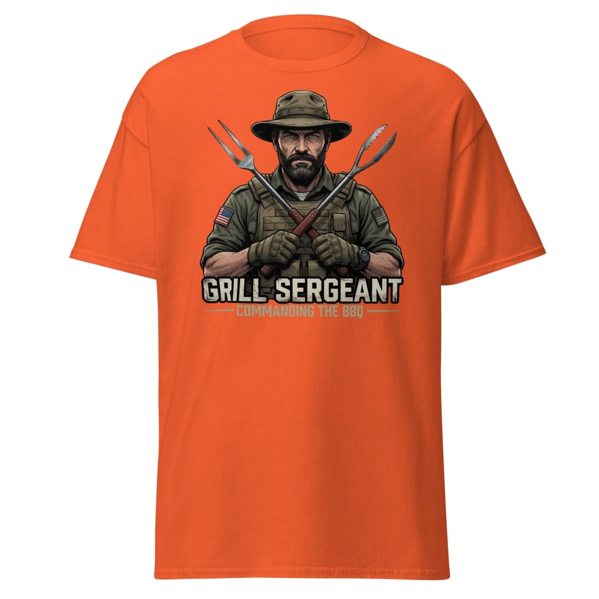 Grill Sergeant T-Shirt – Funny BBQ Military Tee - Orange - TeeRipple