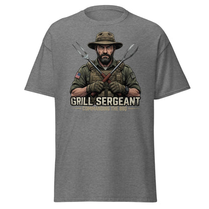 Grill Sergeant T-Shirt – Funny BBQ Military Tee - Graphite Heather - TeeRipple