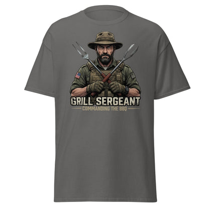 Grill Sergeant T-Shirt – Funny BBQ Military Tee - Charcoal - TeeRipple