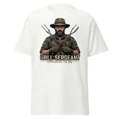 Grill Sergeant T-Shirt – Funny BBQ Military Tee - White - TeeRipple