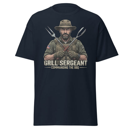 Grill Sergeant T-Shirt – Funny BBQ Military Tee - Navy - TeeRipple