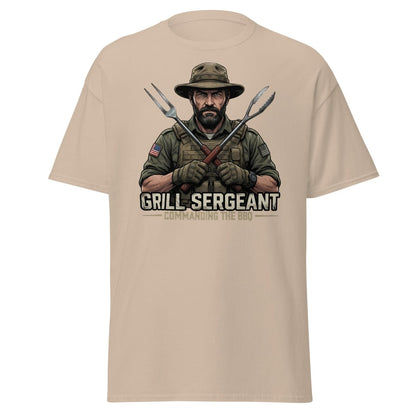 Grill Sergeant T-Shirt – Funny BBQ Military Tee - Sand - TeeRipple
