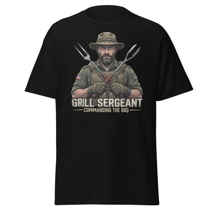 Grill Sergeant T-Shirt – Funny BBQ Military Tee - Black - TeeRipple