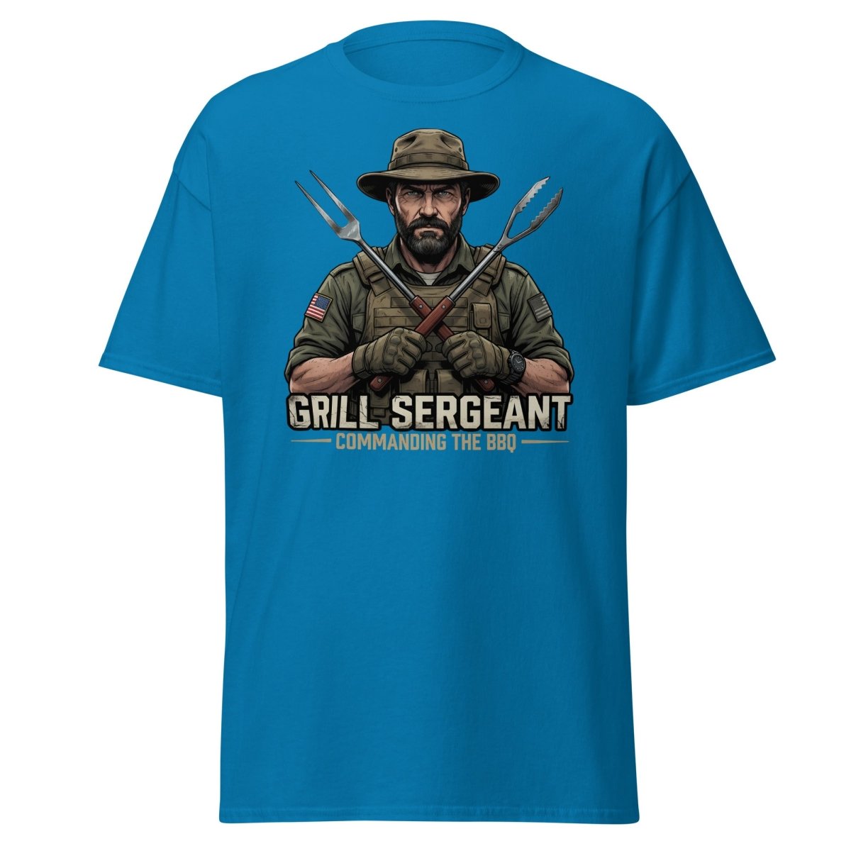 Grill Sergeant T-Shirt – Funny BBQ Military Tee - Sapphire - TeeRipple