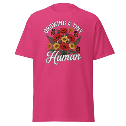 Growing A Tiny Human Floral Pregnancy T-Shirt - Heliconia - TeeRipple