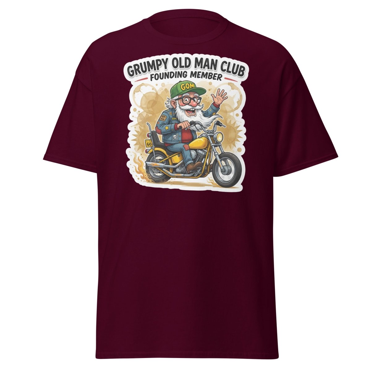 Grumpy Old Man Club Founding Member T-Shirt - Maroon - TeeRipple