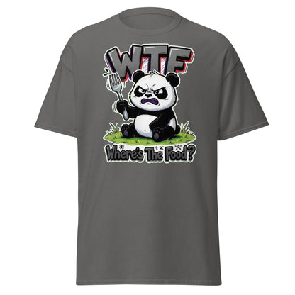 Grumpy Panda WTF Where's The Food? Funny T-Shirt - Charcoal - TeeRipple