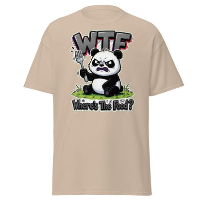 Grumpy Panda WTF Where's The Food? Funny T-Shirt - Sand - TeeRipple